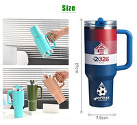 Tumbler en acier inoxydable à double paroi de 40 oz, sans BPA, écologique, gravure au laser personnalisée, poignée flexible, camping, expédié des États-Unis