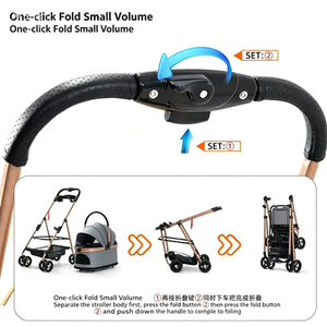 Poussette pliable détachable pour chiens, légère, avec absorption des chocs, 4 roues - Product Image 3