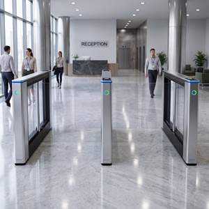 Barrière pivotante avec reconnaissance faciale et lecteur d'empreintes digitales, haute sécurité, robuste, pour les situations d'urgence, pour les halls de bâtiments de bureaux - Product Image 1