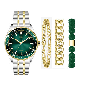 ATIMEXSJ Montre à quartz pour homme, cadran vert, bracelet en métal, ensemble de 44 mm, ronde, analogique, style de luxe et tendance. - Product Image 1