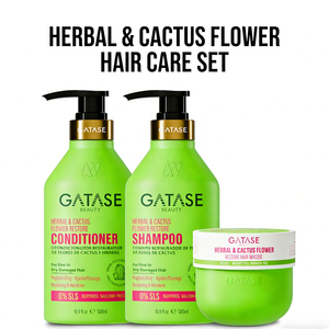 Ensemble <span class=keywords><strong>de</strong></span> soins capillaires réparateurs aux herbes et aux fleurs <span class=keywords><strong>de</strong></span> cactus, <span class=keywords><strong>shampooing</strong></span> apaisant réparateur hydratant pour cheveux secs et abîmés, étiquette privée OEM - Product Image 4