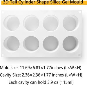 Moule de cuisson cylindrique haut en silicone écologique 1 pièce pour <span class=keywords><strong>mousse</strong></span>, gâteau, <span class=keywords><strong>brownie</strong></span>, dessert français, pâtisserie, crème glacée et décoration - Product Image 6