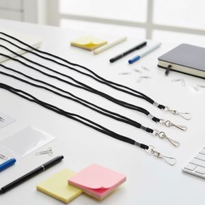 Lanières en vrac de qualité supérieure, personnalisables en couleur, sangles de cou confortables en nylon noir avec pince pour badge - Product Image 3