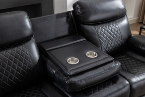 Sofá de Dos Plazas Reclinable Eléctrico de Cuero Técnico con Mesa Auxiliar, Tira de LED y Altavoz - Product Image 3