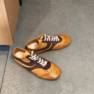 <span class=keywords><strong>Scarpe</strong></span> da <span class=keywords><strong>ginnastica</strong></span> casual da donna Zhu Xiaomeng Mama Horse Skin Spring Washed Vintage <span class=keywords><strong>con</strong></span> punta quadrata, stile tedesco, <span class=keywords><strong>con</strong></span> rialzo - Product Image 1