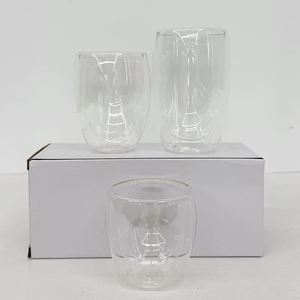 Vasos de Vino Transparentes de Doble Pared de Borosilicato de Alta Calidad, Preperforados, de 8oz, 12oz y 15oz, para Decoración con Purpurina - Product Image 1