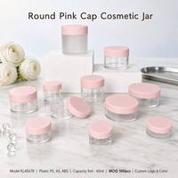 Pot cosmétique rond ISMAN 5ml 10ml 50ml avec capuchon rose, contenant en plastique transparent vide pour crème visage, poudre à ongles, recharge en gros