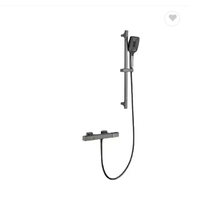 Robinet de baignoire chaude et froide à corps en cuivre gris Gun Gold Baignoire de douche réglable à suspension murale latérale Douche noire