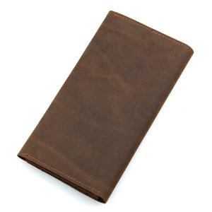 Portefeuille long vintage en cuir véritable anti-RFID, en cuir Crazy Horse, avec plusieurs emplacements pour cartes, pochette - Product Image 3