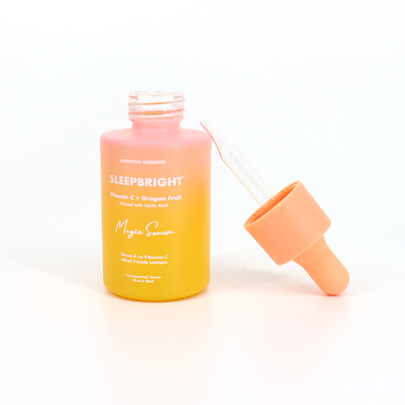 30ml Flat Shoulder Essential Serum Dropper Bottle Frosted Glass With Gift Box Packaging