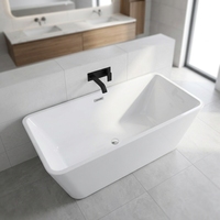 Baignoire autoportante pour adultes, usage hôtelier, 1,7 m, rectangulaire, blanche, 100 % acrylique, design traditionnel, drain complet, CUPC