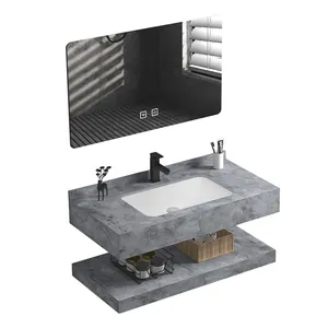 YIDA-armario flotante de pared de pizarra de mármol, tocador de baño de 24 a 36 pulgadas, piedra sinterizada gris y negra