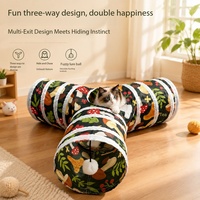 Tunnel pliable en forme de Y pour chat, en polyester, imprimé champignon, tube de jeu pour chaton, pour l'exercice en intérieur