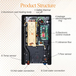 맞춤형 전기 6.5KW 8KW 9KW 욕실 스마트 무탱크 온수기 전기 순간 온수기 - Product Image 4