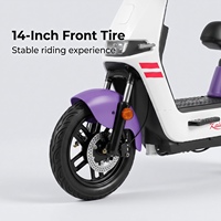 Vélo électrique élégant et portable de 500 W, 14 pouces, avec double frein à tambour et dossier, idéal pour les courses sur de courtes distances