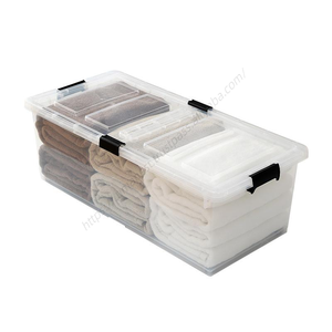 Caja de Almacenamiento Transparente CL194 para Debajo de la Cama con Ruedas, Caja de Plástico Plana Extra Grande para Edredones y Ropa de Cama - Product Image 1