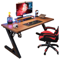 Bureau d'ordinateur de jeu ergonomique extensible en métal avec porte-gobelet et design en forme de Z pour chambre à coucher