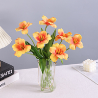 Vente en gros Arrangement de fleurs artificielles Décoration intérieure Fleurs artificielles Tulipe Décoration florale en plastique