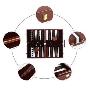 <span class=keywords><strong>Jeu</strong></span> de société de Backgammon pliable en cuir PU <span class=keywords><strong>Crazy</strong></span> Horse de luxe de 21 pouces fabriqué à la main avec logo personnalisé - Product Image 3