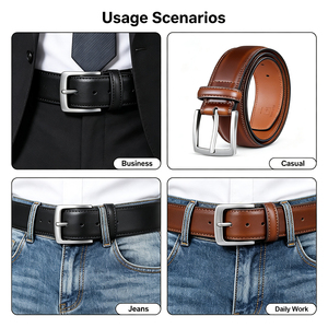 Cinturón de Cuero Vintage con Hebilla de Aleación de Zinc de Alta Calidad para Hombre, Duradero para Negocios, Oficina, Uso Diario Informal Masculino - Product Image 3