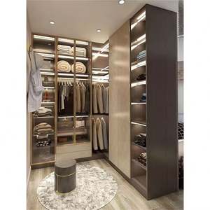Luxury Shaker Armoire Closet Bedroom <b>Wardrobe</b> Design High-end White Paint Dressing <b>Mirror</b> Door Walk in <b>Wardrobe</b> Storage Cabinet - Product Image 6