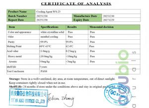 Чистый порошок WS-23 (99%), CAS 51115-67-4 — белый кристаллический порошок, подходит для использования в качестве ингредиента в пищевых продуктах и косметике в ЕС - Product Image 4