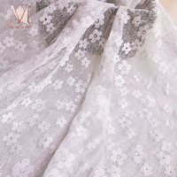 Tissu en dentelle jacquard 100 % polyester, style frais, non extensible, à motif floral dense, pour chemisier et robe d'été pour femme