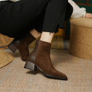 Botines <span class=keywords><strong>Chelsea</strong></span> de Estilo Retro para Mujer, Nuevas Botas de Invierno con Cierre de Cremallera, Tacón Grueso y Diseño Sólido - Product Image 4