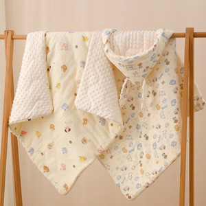 Baby Swaddle Blanket With Hood 90x90cm Pure Cotton Gauze For Newborns Spring Autumn Winter Use - Product Image 2