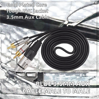Kabel Aux Stereo Berlapis Emas 3.5Mm Biru Kabel Audio Kombinasi Pria PVC 1M untuk Kamera Komputer HDTV Ponsel Pintar Portabel