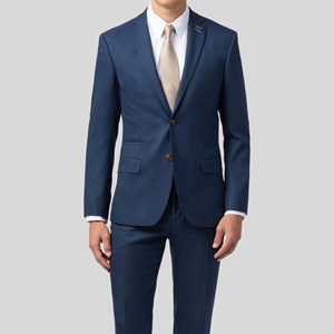 2025 personnalisé <span class=keywords><strong>marine</strong></span> Texture Stretch costume hommes marié smoking costume Double boutonnage haut manteaux avec pantalon grande taille pour les adultes de fête - Product Image 1