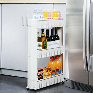 Crack Rack ชั้น<span class=keywords><strong>ว</strong></span>างของพลาสติก,ชั้น<span class=keywords><strong>ว</strong></span>างของอเนกประสงค์แบบมีล้อถอดได้ชั้น<span class=keywords><strong>ว</strong></span>างของข้างช่องว่าง<span class=keywords><strong>3</strong></span>ชั้นสำหรับห้องครัวห้องน้ำ - Product Image 2