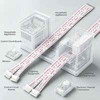 Câble plat XH2.54 rouge et blanc, faisceau de câbles avec connecteur à une extrémité pour appareils ménagers et connexion interne de circuits imprimés