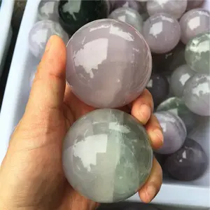 Groothandel Natuurlijke Kwarts Regenboog Paarse Lavendel Fluoriet Kristallen Bol Bal Voor Genezing