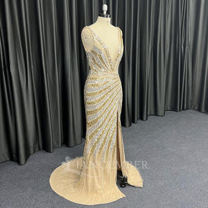 Jancer Hx121 सेक्सी गहरी v-गर्दन अनुक्रमित जिपर औपचारिक पार्टी प्रोम शाम पोशाक - Product Image 2