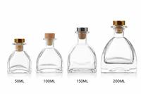Bouteille diffuseur de parfum en verre triangulaire de luxe vide de 50 ml, 100 ml, 150 ml, 200 ml avec bouchon en liège pour aromathérapie – Vente en gros