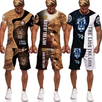 Ensemble short et t-shirt unisexe de sport, imprimé animal 3D, léger, respirant, anti-transpiration, écologique, tenue décontractée d'été