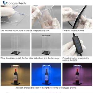 Boîte <span class=keywords><strong>de</strong></span> présentation <span class=keywords><strong>de</strong></span> bouteille <span class=keywords><strong>de</strong></span> vin en acrylique réglable anti-poussière personnalisée avec lumière LED pour vin rouge, bière et <span class=keywords><strong>whisky</strong></span> - Product Image 5