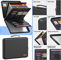 Organizador de Documentos Portátil Ignífugo de 13 Bolsillos, Caja de Archivo Expandible de Carcasa Rígida para Documentos, Laptop, Pasaportes, Tarjetas - Negro