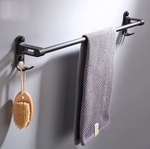 Étagère à serviettes pliante en aluminium WEKIS et porte-serviettes double barre - Design moderne pour hôtel et usage extérieur, ensemble d'accessoires de salle de bain - Product Image 3