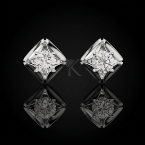 Boucles d'oreilles en diamant de laboratoire certifié IGI, taille géométrique sculpturale, 0,50-5,00 ct, avec fermoirs à vis sécurisés, en or massif, pour anniversaire de mariage - Product Image 2