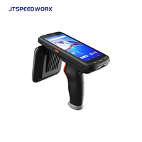 JTSPEEDWORK JT-973 Lector PDA Portátil UHF RFID de Largo Alcance con Android 10.0, 4G/WiFi, Negro/Naranja, para Inventario de Almacén
