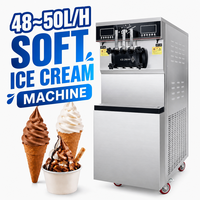 Nouvelle machine à crème glacée molle commerciale 48-50L/H haute capacité 3 saveurs pré-refroidissement en acier inoxydable robuste