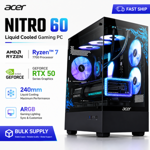 PC de jeu haut de gamme refroidi par liquide, AMD Ryzen 7 9700X, RTX 5070 8 Go, 32 Go DDR5, SSD NVMe 1 To, ordinateur de bureau pour l'e-sport - Product Image 1