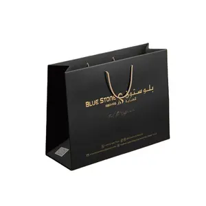 Free Sample Custom Logo Matt Black Paper Clothing Underwear Packaging Gift Paper Bag Shopping Bag Luxury Paper Bag With Handle
