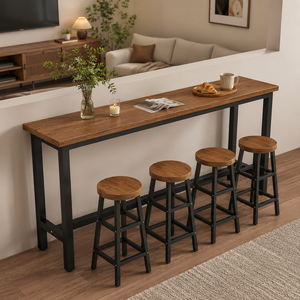 Ensemble table et tabourets de bar longs et imperméables pour l'extérieur, style industriel rustique, pour patio, jardin, cour arrière - Product Image 3