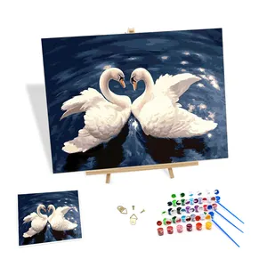 Hoge Kwaliteit Custom Painting By Number Kits Dier Swan Kunstwerken Diy Olieverf Op Nummers Voor Volwassenen Cadeau