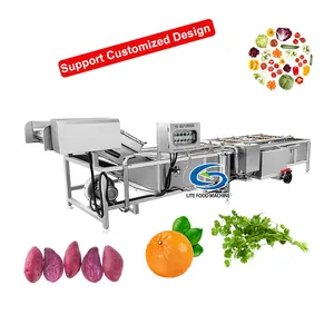 PLC Vegetable Cleaning Drying Sorting Waxing Fruit Washing And Grading Machine