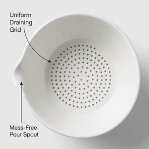 Bol égouttoir en plastique sans BPA avec poignée et bec verseur, panier multifonctionnel pour laver les fruits avec trous de drainage fins - Product Image 3