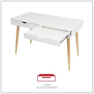 Alera Escritorio Escandinavo para Espacio de Trabajo, 47.24" X 23.62" X 29.53", Escritorio para Computadora Blanco/Madera Beige - Product Image 5